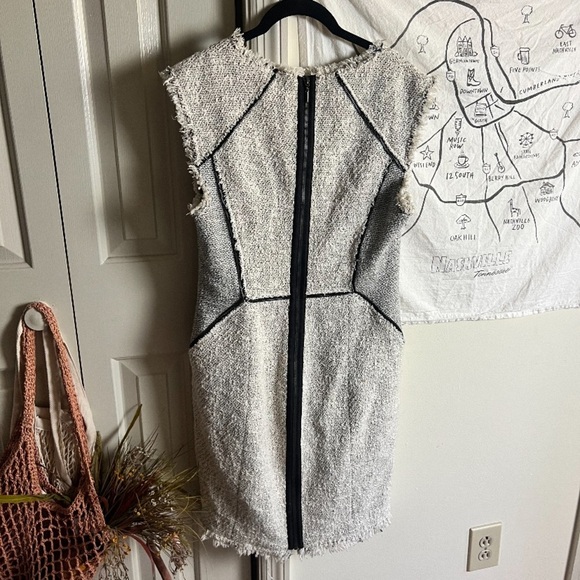 rebecca taylor Zip Tweed Combo Dress in Pece Size Small 8 - Picture 10 of 10